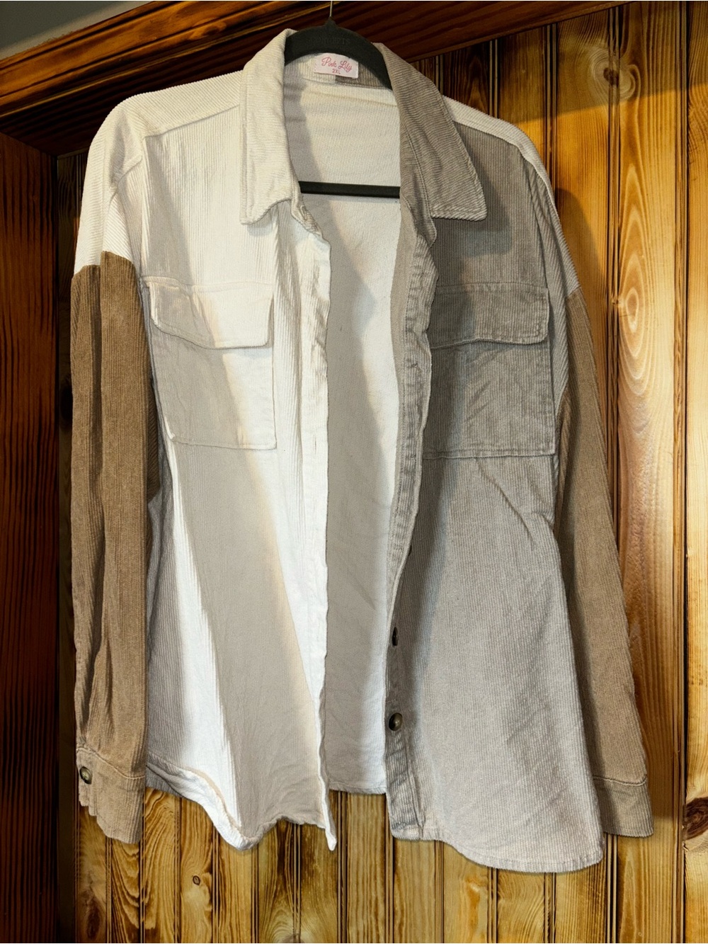 Women’s Pink Lilly Colorblock Corduroy Shacket